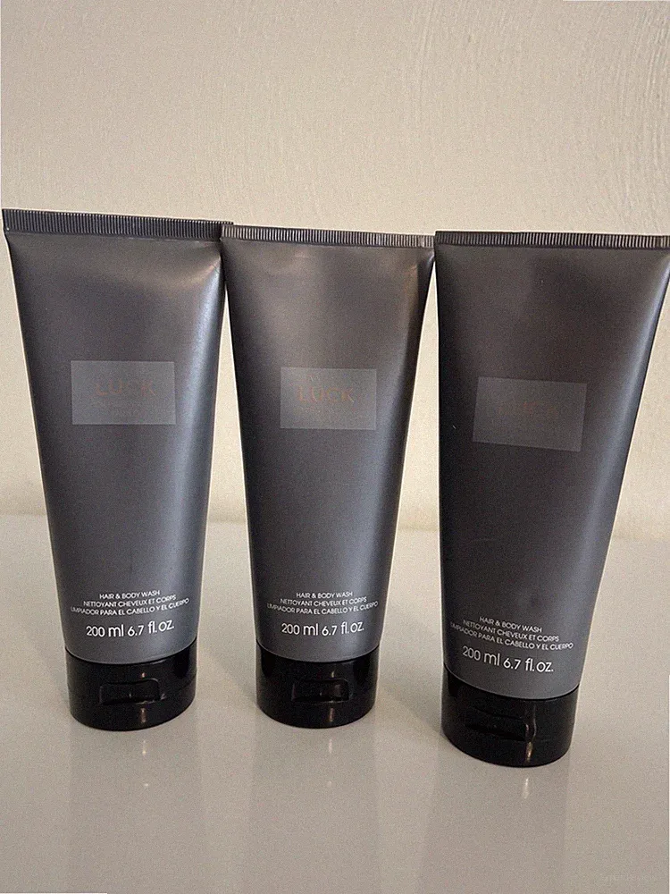 3 Pack Avon Luck For Him Fragrance Perfumed Hair & Body Wash 6.7 fl oz /200ml