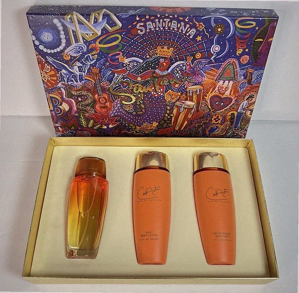 CARLOS SANTANA Women Perfume Gift Set EDP 3.4 oz + 6.7oz Body Ltn & Wash, NEW