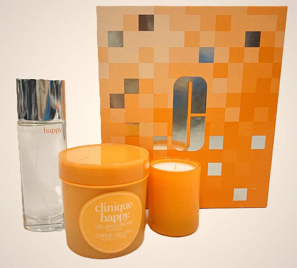 Clinique Happy Fragrance Gelato Cream For Body 6.7 fl oz Candle Gift Set