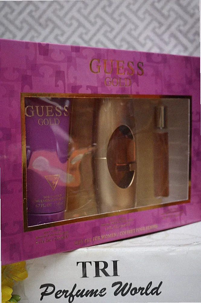 GUESS GOLD set Eau de Parfum Spray 2.5 + EDP Travel Spr. 0.5 + Body Lotion 6.7