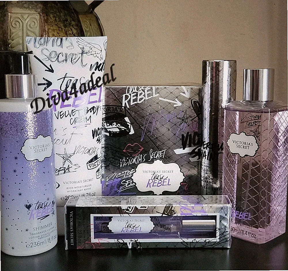 Victoria’s Secret TEASE REBEL 3.4 FL OZ & Mini/Travel Spray 6PC Bundle